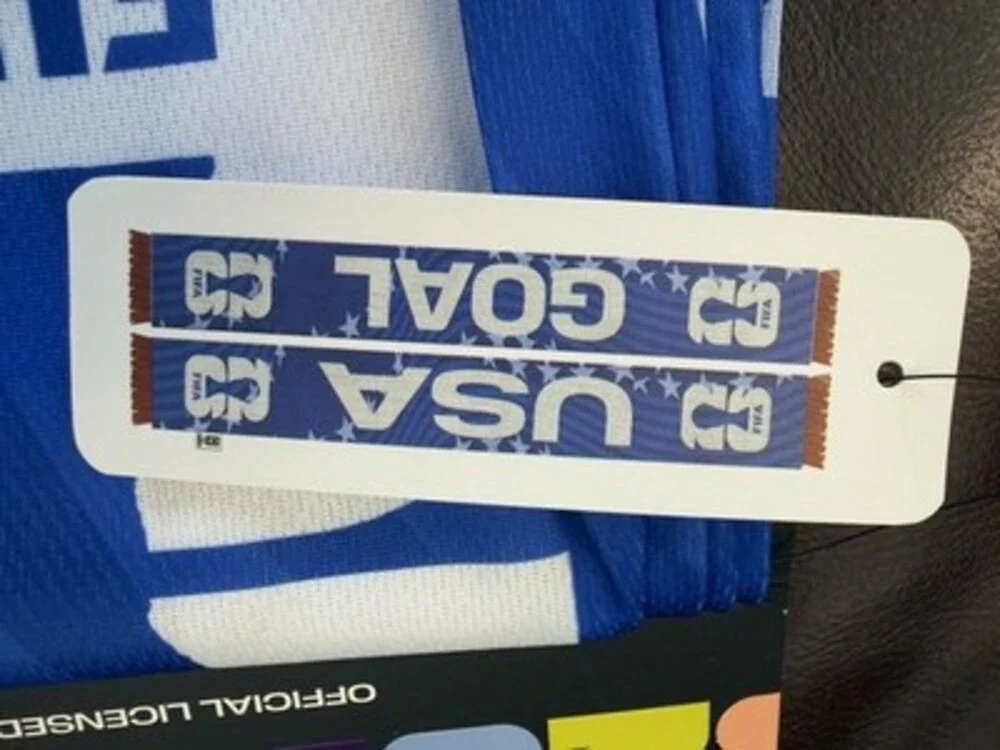USA FIFA Officially Licensed Fan Scarf - Blue with White Red Accets Fringe